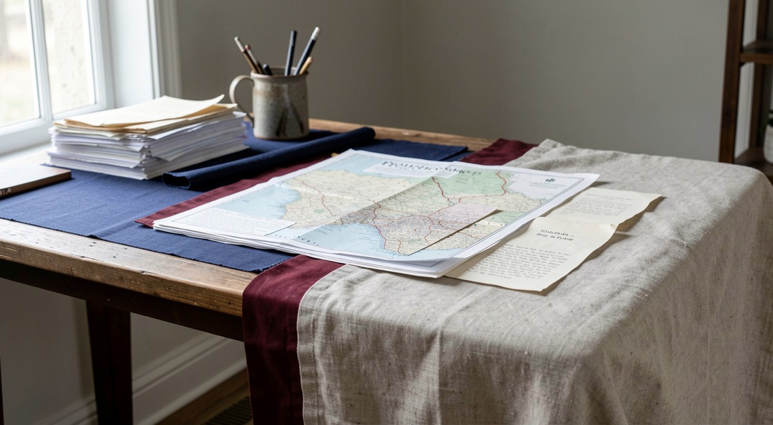 A quiet research table with notes related to A Cultural Center in Cagnes-sur-Mer