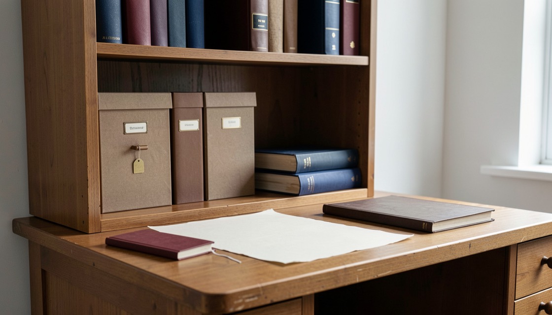 A quiet research table with notes related to Where to research Lincoln and religion